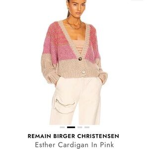 Remain Birger Christensen Esther Pink & Beige V-Neck Cardigan